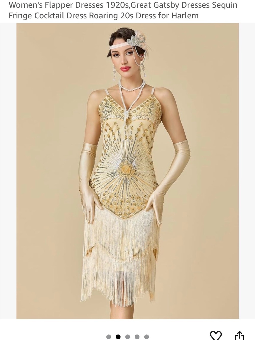 Gold 1920s Flapper Fringe Dress - Vintage Gatsby Cocktail Dress